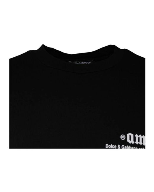 Dolce & Gabbana Schwarzes grafikdruck baumwoll t-shirt in Black für Herren