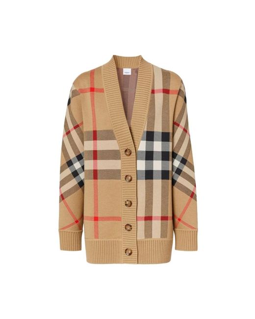 Burberry Caragh Check Cardigan in het Brown