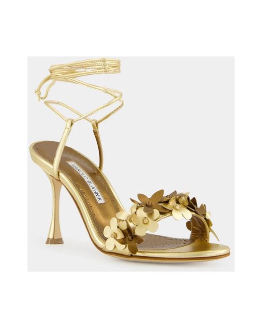 Manolo Blahnik Metallic Anista Sandalen