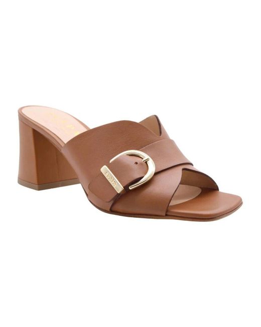 Scapa Brown Heeled Mules