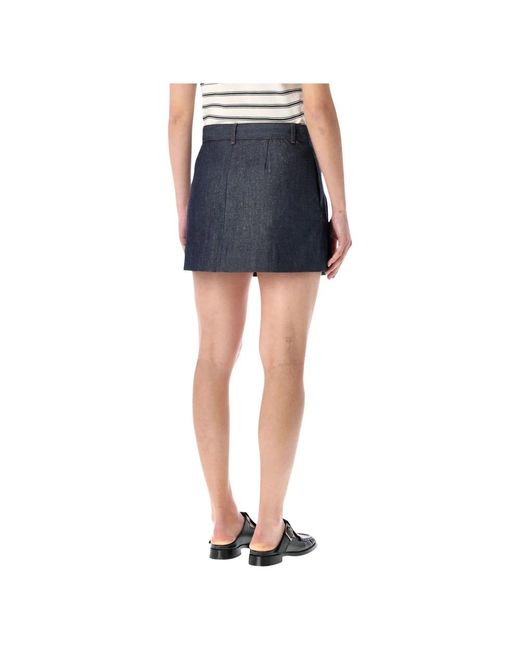 A.P.C. Rokken ,Blauw ,Katoen Mini-Jupe Plissée in het Blue