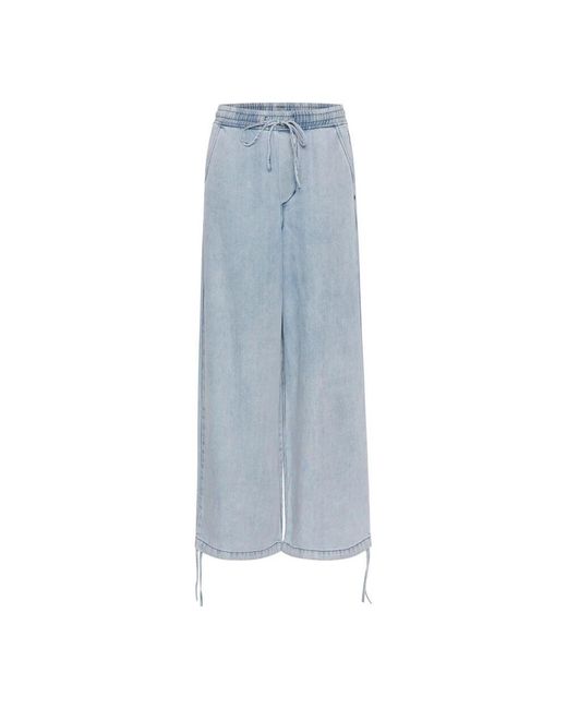 Gestuz Blue High-waist weite beinhose hellblau