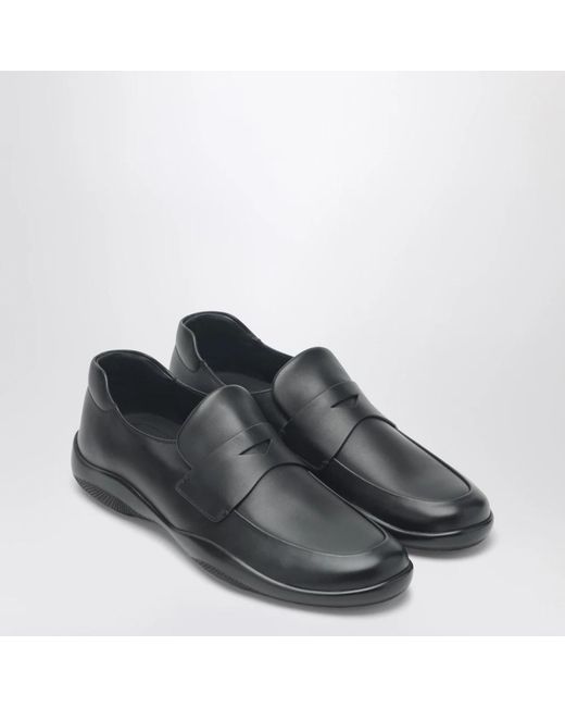 Prada Black Leather Toblach Loafers for men