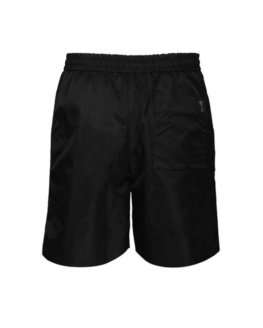 AMI Elasticated Waist De Coeur Stud Shorts in het Black voor heren