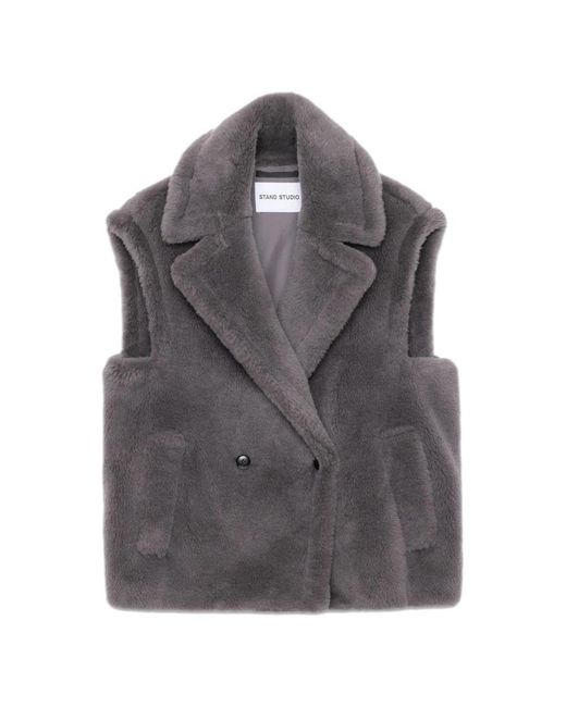 Stand Studio Jassen ,Grijs ,Wol Carly Vest in het Gray