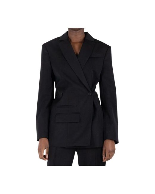 Jacquemus Black Doppelreihiger wollblazer mit strukturierten schultern