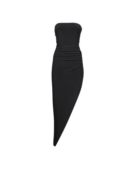 Norma Kamali Black Trägerloses Kleid Mit Seitlicher Drapierung