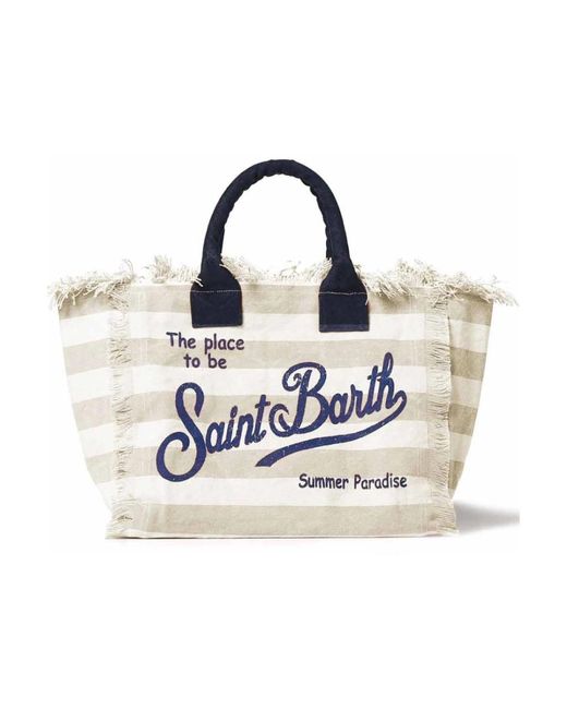Beach vanity logo print cotone borsa di Mc2 Saint Barth in Blue