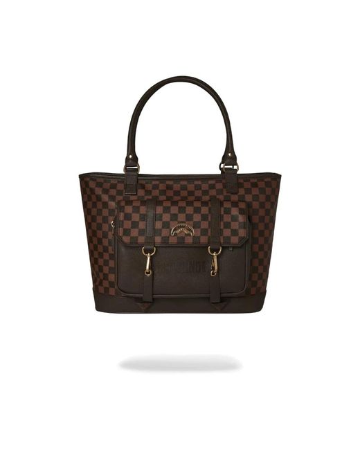 Sprayground Brown Braune Pixel-Geprägte Tote-Tasche