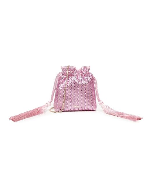 V73 Pink Lila Satin Mini Tasche Mit Steinen