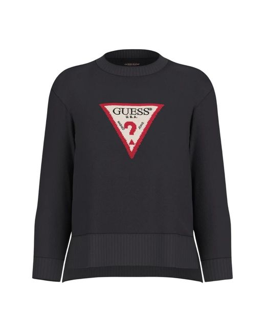 Guess Black Schwarzer Pullover Mit Dreiecksdesign