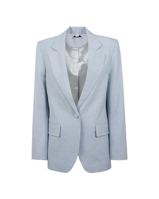 REMAIN Birger Christensen Blue Kurzer Blauer Cropped Blazer Mit Knopf
