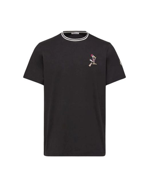 Moncler Tops ,Zwart ,Katoen T-Shirts En Polo's Zwart in het Black voor heren