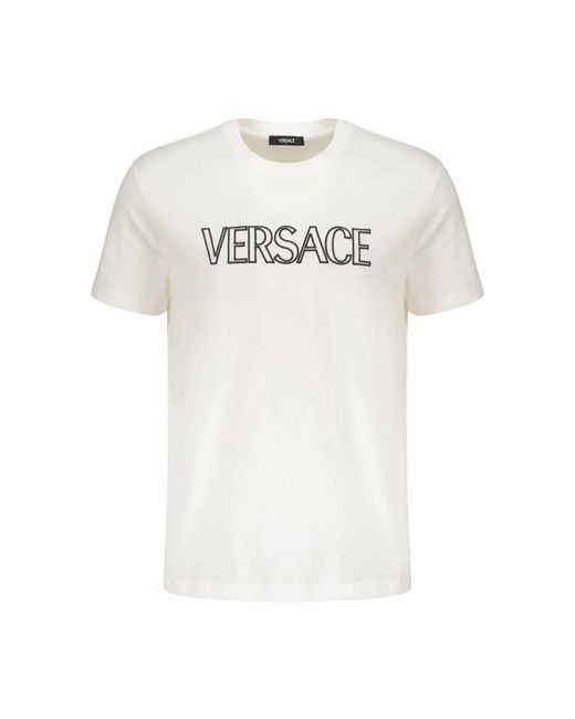 Versace Tops ,Wit ,Katoen Katoenen T-Shirt in het White voor heren