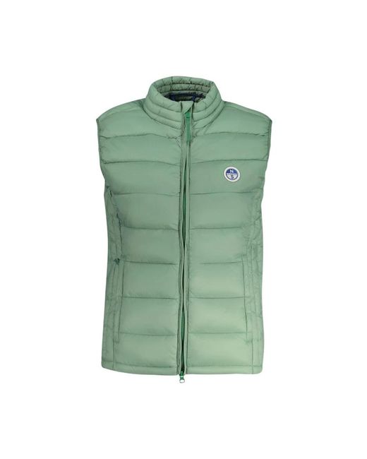 North Sails Jassen ,Groen ,Groene Mouwloze Jas Met Meerdere Zakken in het Green