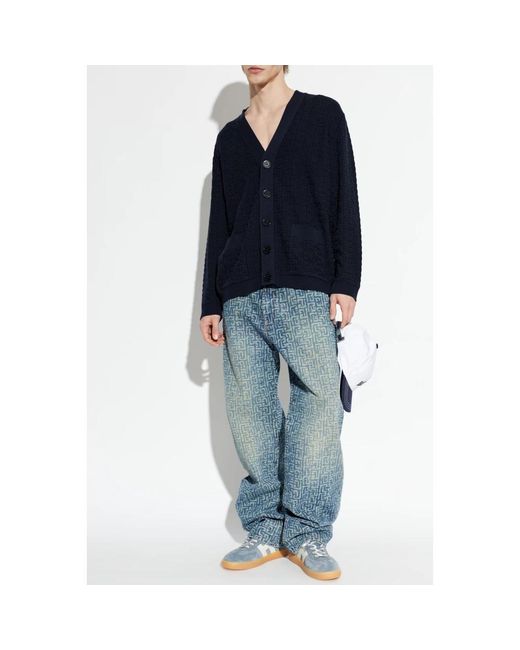 Balmain Truien & Vesten ,Blauw ,Wol Monogram Cardigan in het Blue voor heren