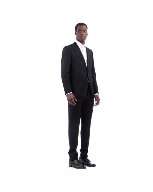 Caruso Black Single Breasted Suits for men