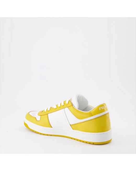Prada Leder-sneaker mit schnürung in Yellow für Herren