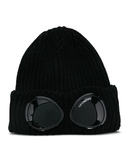 C P Company Schwarze Zopfmuster Wollmütze in Black für Herren