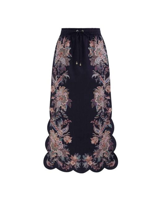 Zimmermann Rokken ,Blauw ,Katoen Rhiannon Scallop Midi Rok in het Blue