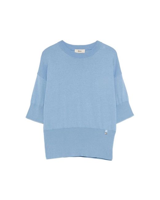 Herno Blue Round-Neck Knitwear