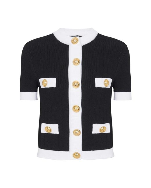 Cárdigan de punto abotonado Balmain de color Black