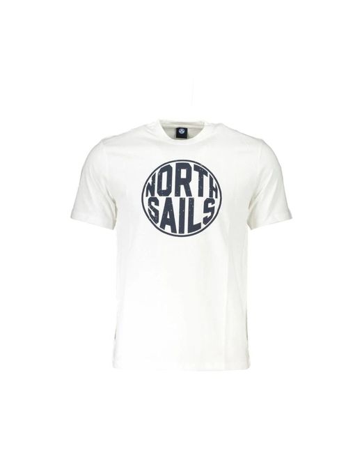 North Sails Tops ,Wit ,Katoen Katoen Logo Print Korte Mouw Tee in het White voor heren
