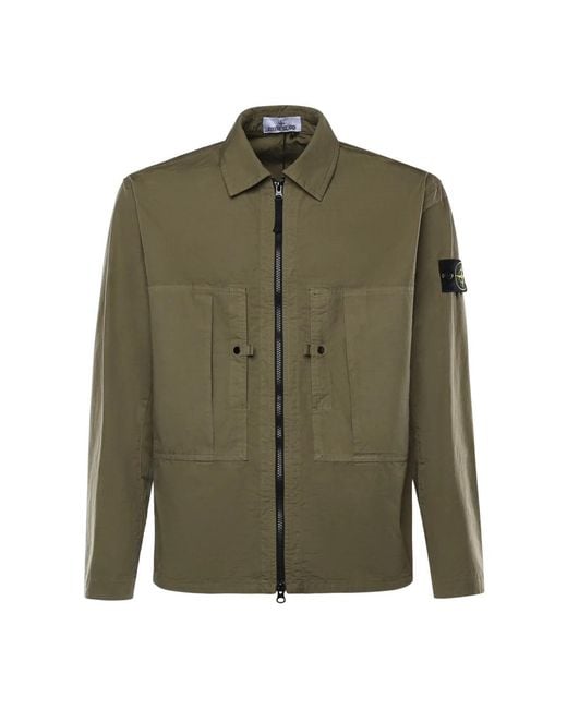Stone Island Jassen ,Groen ,Katoen Ripstop Katoenen Overshirt in het Green voor heren