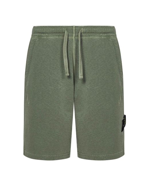 Stone Island Grüne Shorts Mit Elastischem Bund Und Overlock-Nähten in Green für Herren