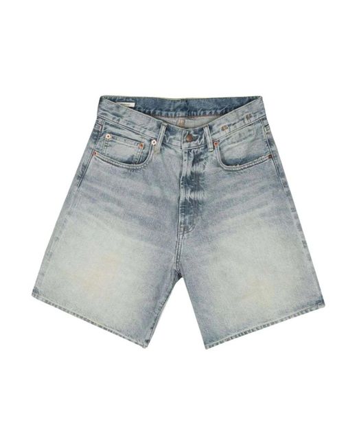 Shorts de mezclilla con parche de logo R13 de color Blue