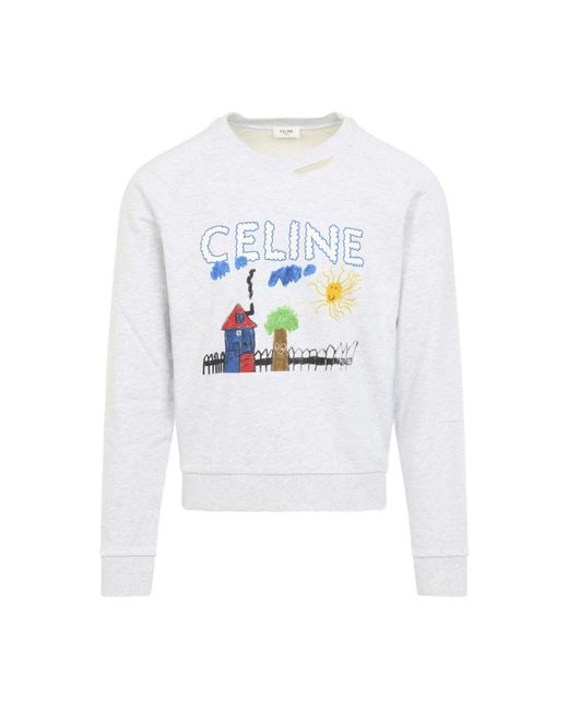 Céline Grijze Katoenen Sweatshirt Met Logo Print in het White voor heren
