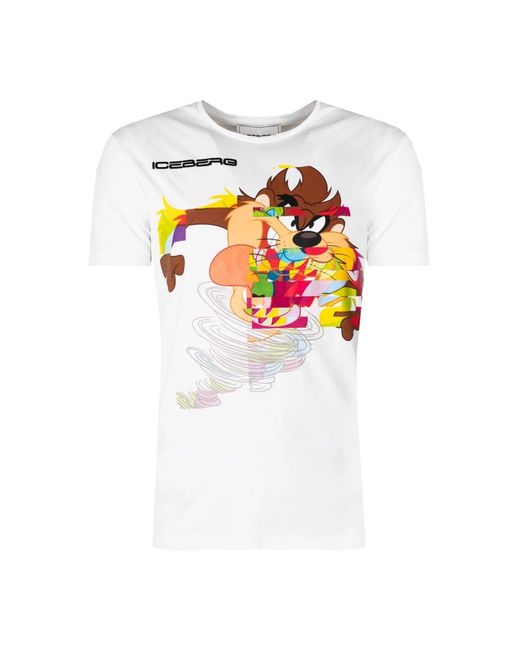 Iceberg Klassisches rundhals t-shirt in White für Herren