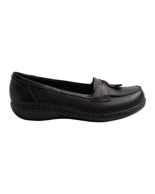 Clarks Black Klassische Lederslipper Mit Quastendetail