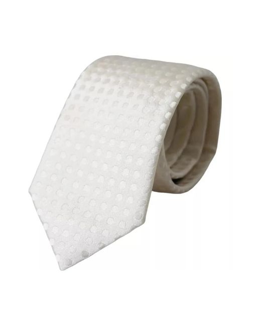 Dolce & Gabbana Accessoires ,Wit ,Gestippelde Zijden Stropdas Klassiek Verstelbaar Mannen in het White voor heren