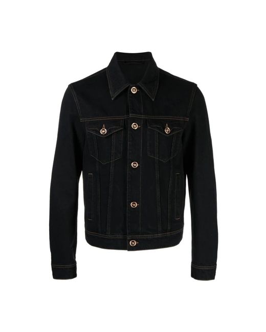 Versace Black Denim Jackets for men