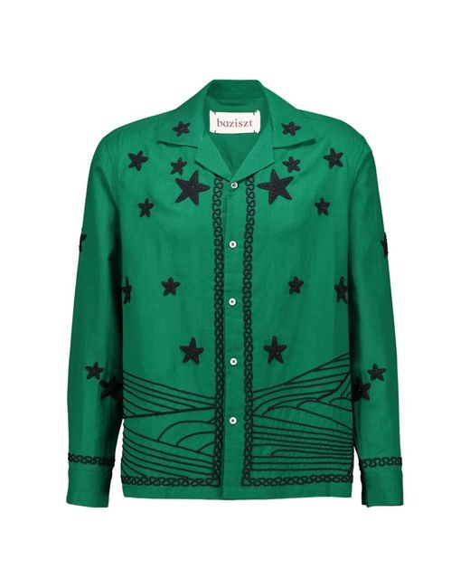BAZISZT Green Casual Shirts for men