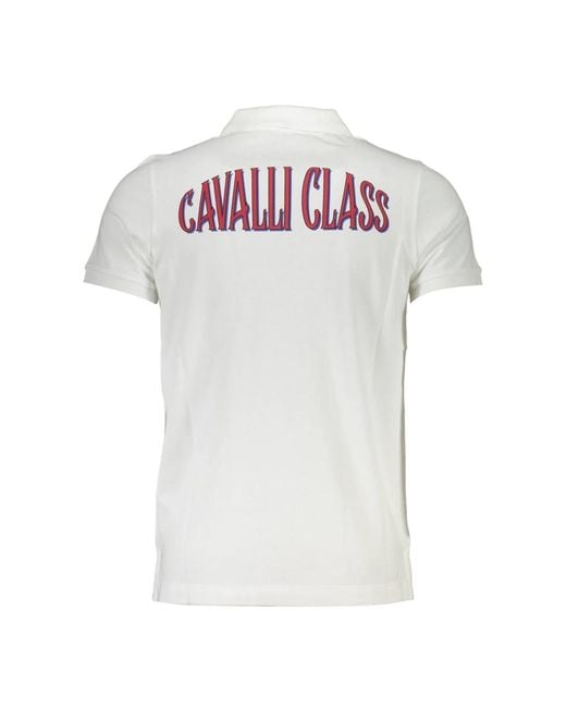 Class Roberto Cavalli Weißes baumwoll-polo-shirt mit logo in White für Herren
