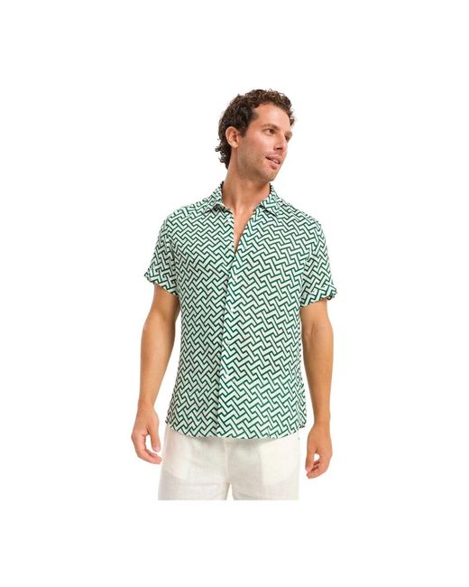 Peninsula Green Short Sleeve Shirts for men