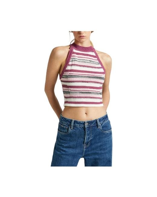 Pepe Jeans Blue Sleeveless Tops