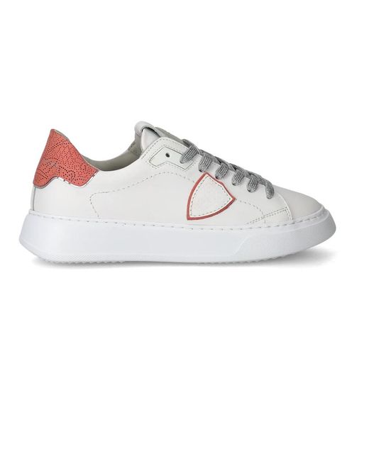 Philippe Model Schoenen ,Wit ,Leer Sneakers Temple Tennis in het Gray
