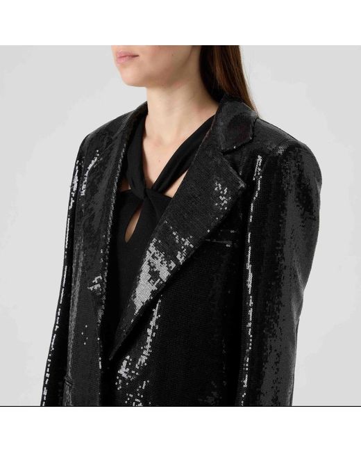 FEDERICA TOSI Black Pailletten blazer oversize schwarz eleganter stil