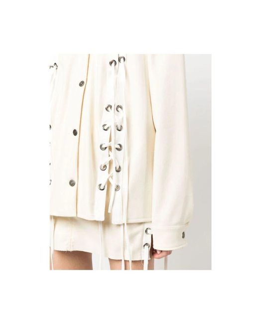 Julfer White Alex lace-up wool jacket