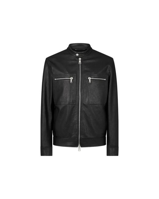 Dondup Black Leather Jackets for men