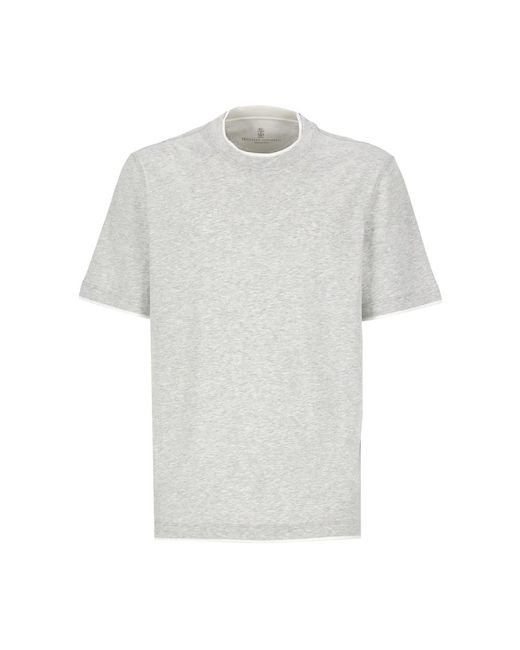 Brunello Cucinelli Graues baumwoll-t-shirt für männer in White für Herren