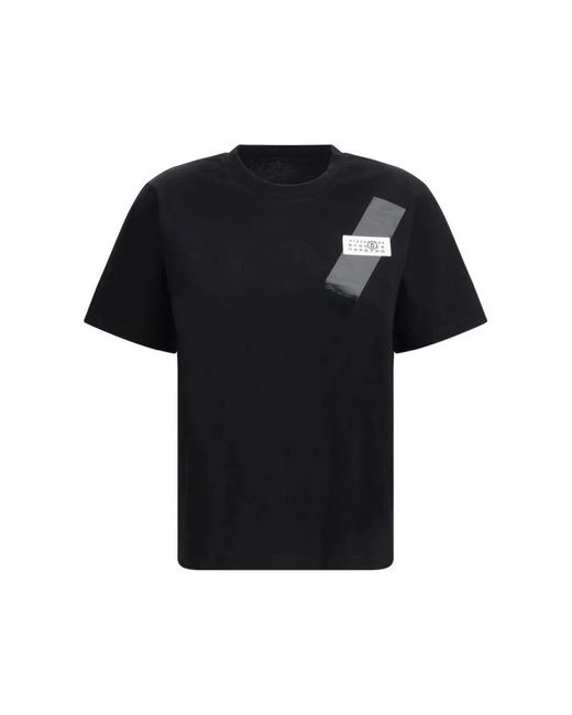 MM6 by Maison Martin Margiela Black Logo print geripptes baumwoll-t-shirt