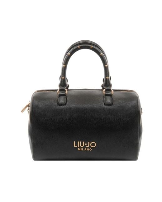 Liu Jo Black Studded Zippered Handbag With Removable Strap