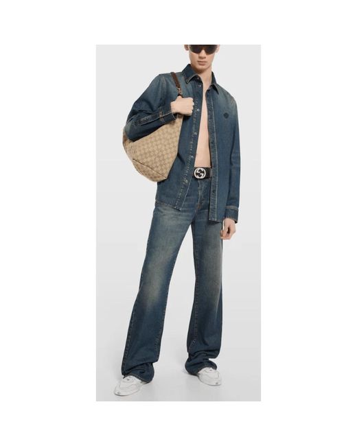 Gucci Blue Denim Shirts for men