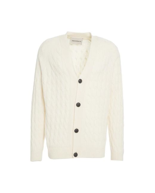 Amaranto Truien & Vesten ,Wit ,Wol Klassieke Kabeltrui Cardigan Aw 25 in het White voor heren