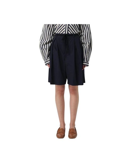 Barena Black Marine Gepflegte Baumwoll-Shorts Mit Kordelzug