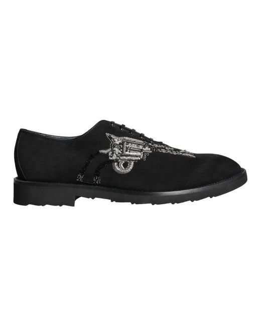 Dolce & Gabbana Schwarze wildleder sicilia schnürschuhe formale schuhe in Black für Herren